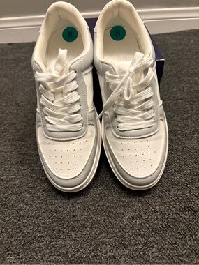 White & Gray Madden Girl platform sneakers,
 Low-Top Athletic Sneakers - Classic